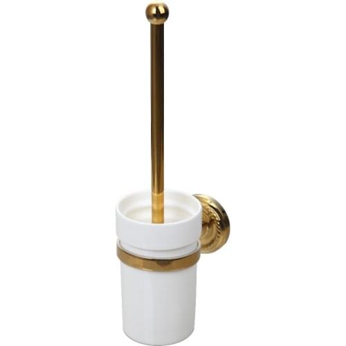 MONITE K5137 Wall Mounted Polished Golden and Ceramic Bathroom Toilet Brush Holders suporte de escova Accessories