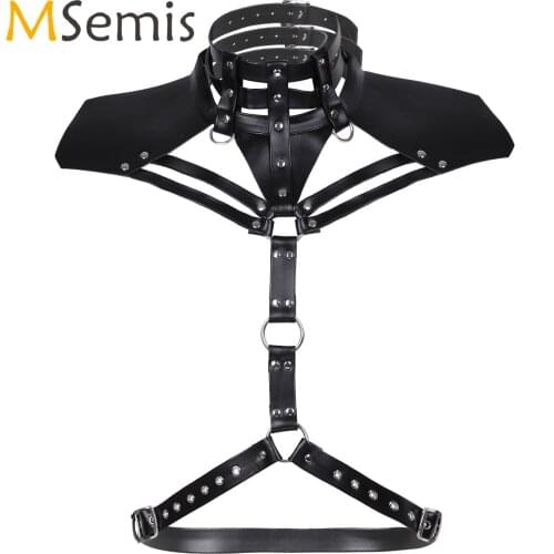 Harness Faux Leather For Mens Clubwear Punk Halter High Neck Strappy Shoulder O-ring Waist Strap for Nightclub Halloween Cosplay
