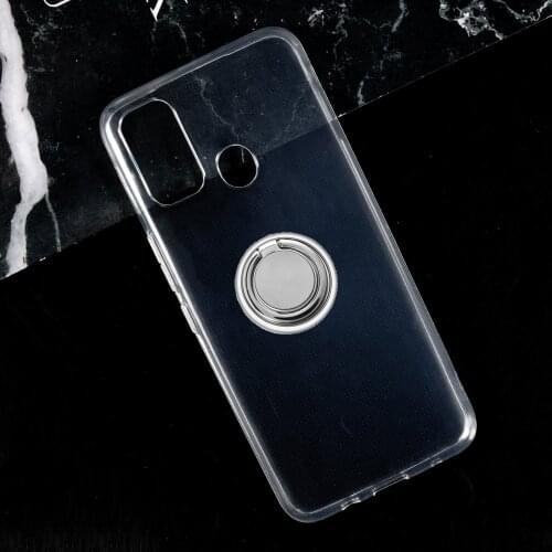 For Tecno Spark 7 Back Ring Holder Bracket Phone Cover TPU Soft Silicone Case On Spark7 KF6j, KF6i