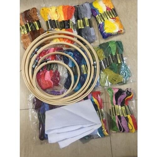 Oneroom range of embroidery starter kit Cross stitch kit includes 5 plastic embroidery hoops36 color lines +50 accessories +1 E