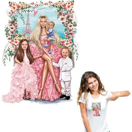 Clothing Stickers Children Love Mom Transfer Diy New Fashion T-Shirt Jeans Decoration Washable Heat Transfer Patch Happy Family