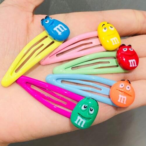 New Colorful MM Chocolate Beans Hairpins For BB Girls Headwear Sweet Hair Clips Barrettes Kids Women Fashion Hair Accessories
