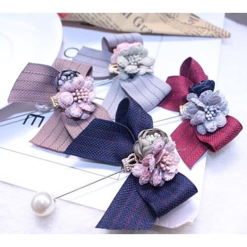 New Woman Brooches Ribbon Bowknot Fabric Flowers Brooches Pin Fashion Jewelry Shirt Suits Accessories