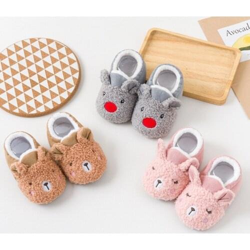Baby Shoes Toddler Newborn Baby Crawling Shoes Boy Girl Lamb Slippers Prewalker Trainers Fur Winter Cartoon Animal First Walker