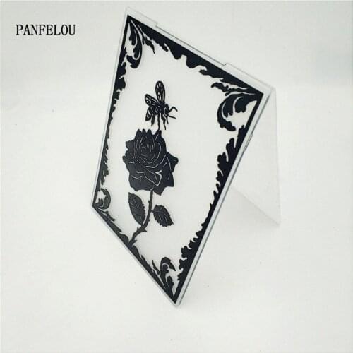 PANFELOU Easter Photo frame rose Embossing folders Plastic For Scrapbooking DIY Template Fondant Cake Photo Album Card Making