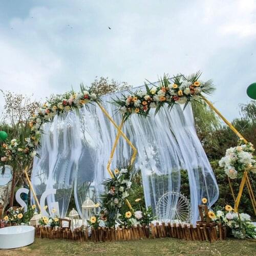 Wedding props hexagonal wrought iron arch frame background decoration wedding stage iron frame wedding birthday party supplies