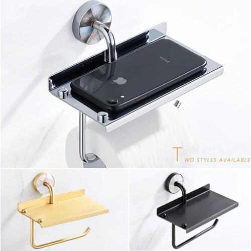 Shell Luxury Paper Towel Holder Toilet Mobile Phone Rack Paper Box Free Punch Silver Paper Holder Bathroom Copper Roll Holder
