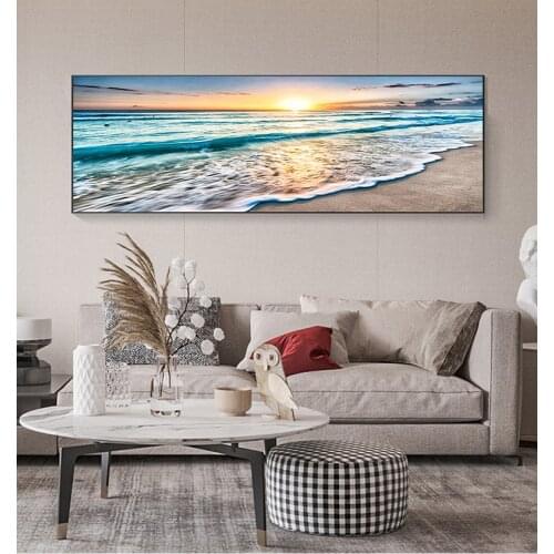 Scandinavian Wall Art Picture for Living Room Natural Gold Beach Sunset Landscape s and Prints Canvas Painting Mediterran