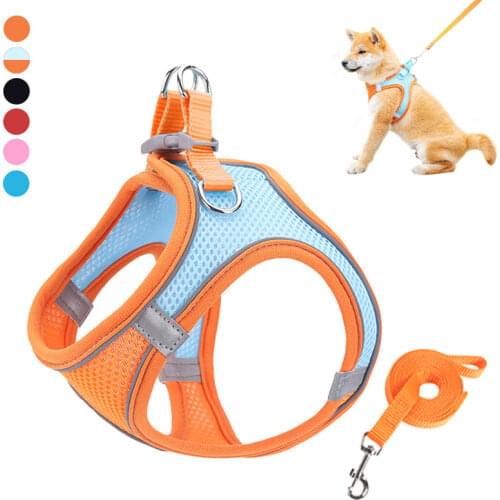 Reflective Dog Harness and Leash Set Breathable Cat Harness Adjustable Pet Harnesses Vest for Puppy Medium Dogs Pet Accessories