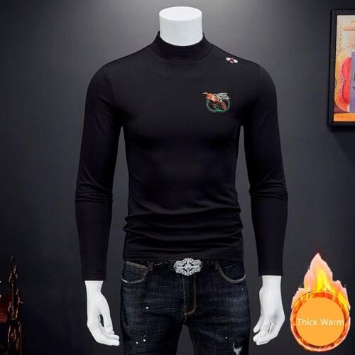 Tishert Homem 7xl Winter Embroidery Half High Lead Long Sleeve Thick Warm Stranger Things Club Outfits Royal T Shirt Men