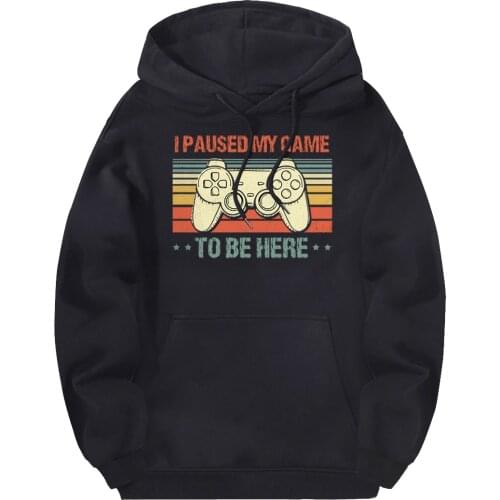 I Paused My Game Kpop Hooded Sweatshirts Men Brand Streetwear Pullovers Hip Hop Clothing Male Solid Hoodies White Moletom Homme