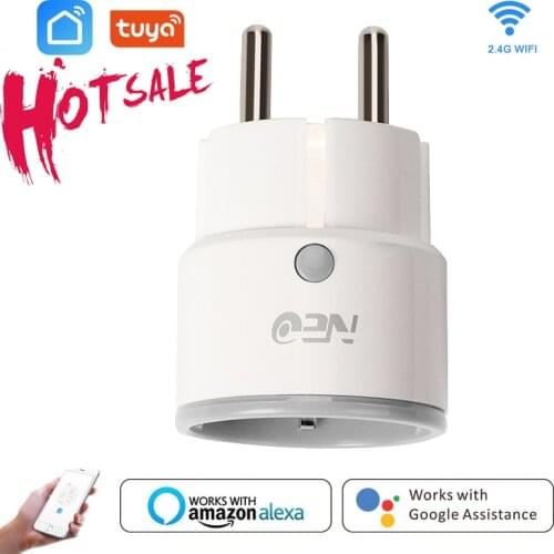 Tuya WiFi EU Smart Plug 10A 220V Adapter Wireless Remote Control Power Monitor Timer Socket For Google Home Alexa