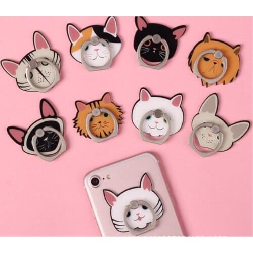 *UVR 360 Degree Cartoon Animal Cat Finger Ring Smartphone Stand Holder Mobile Phone Love Heart Holder Stand For iPhone All Phone