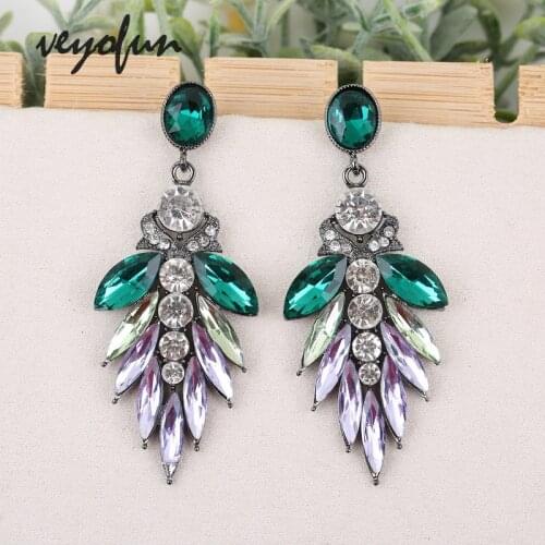 Veyofun Trendy Crystal Drop Earrings Party Long Dangle Earrings Fashion Jewelry for Women Gift Wholesale