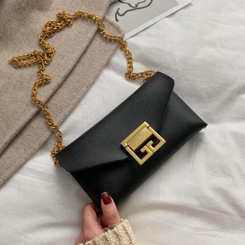 France Handbag Women Solid Leather Chain Bag Girl Crossbody Bag Designer Button Clutch Woman Fashion Shoulder Bag Clutch Ladies