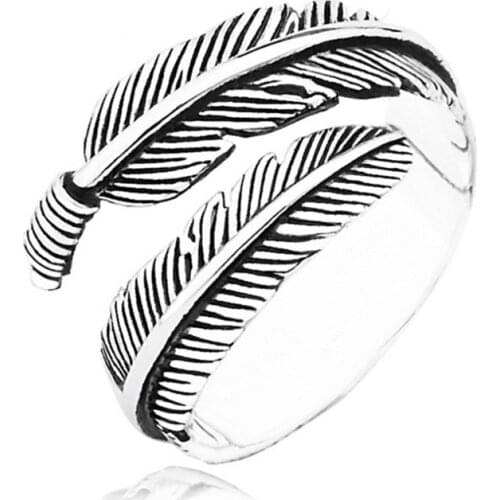 LNRRABC Graceful Women rings Alloy Adjustable Retro Exquisite Allergy Free Gifts Resizable Feathers Men Couples Silvery ring