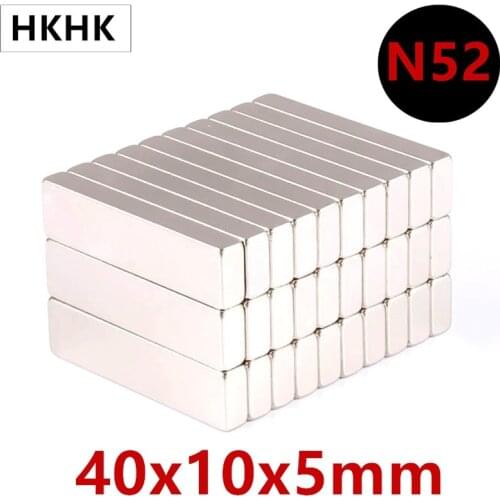 10/20PC N52 40x10x5 MM Super Strong Sheet Rare Earth Magnet Thickness 5mm Block Rectangular Neodymium Magnets 40mm x 10mm x 5mm