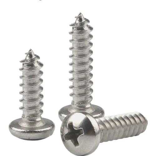 100pc Wood Screw Self-tapping M2.2 M2.9 M3 Micro Small Screw Cross Pan Head Self-tap Phillips Bolt 1/4 1/2 5/8 3/4 Inch GB845