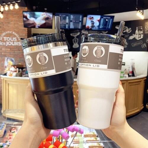 20oz/30oz Creative Vacuum Thermos Bottle With Straw Portable Large Capacity Stainless Steel Tumbler Travel Car Coffee Mugs