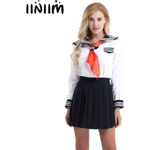 3Pcs Sexy Schoolgirl Cosplay Cheerleader Uniform Outfit Women Fantasia Japanese School Costume Naughty Sailor Pleated Skirt Suit