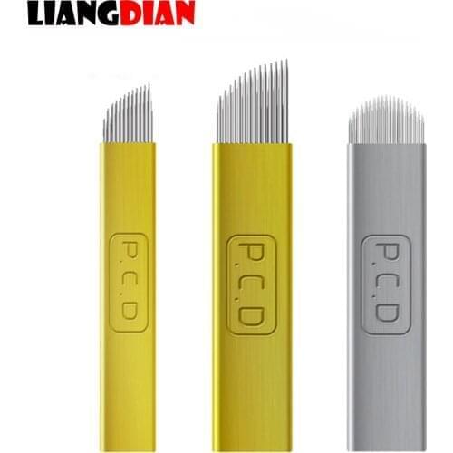 30PCS Disposable Pigmento Microblading PCD 12 14 19 pin Needles Permanent Makeup Manual Eyebrow Embroidery Tattoo Needle Blade