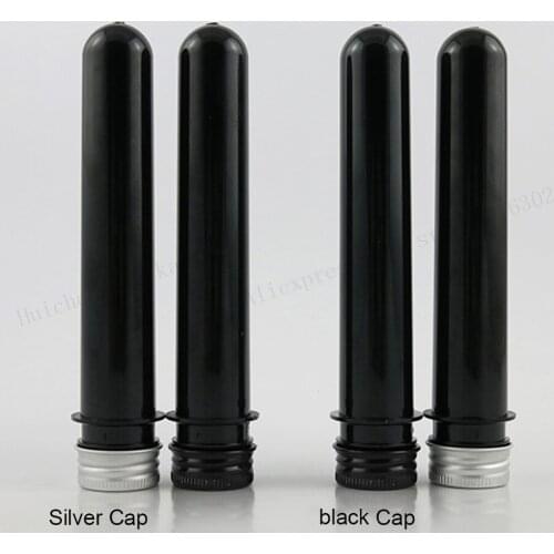 30 x 40ml Empty Pet Tube with Silver Black Aluminum Cap 40CC Black Plastic Tube Display Tube Candy Case Containers
