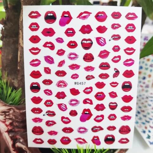 3D Stickers for Nails Red Mouth Woman Lip Summer Design Nails Art Decoration Manicure Stickers Sliders Nail Foil Accessories