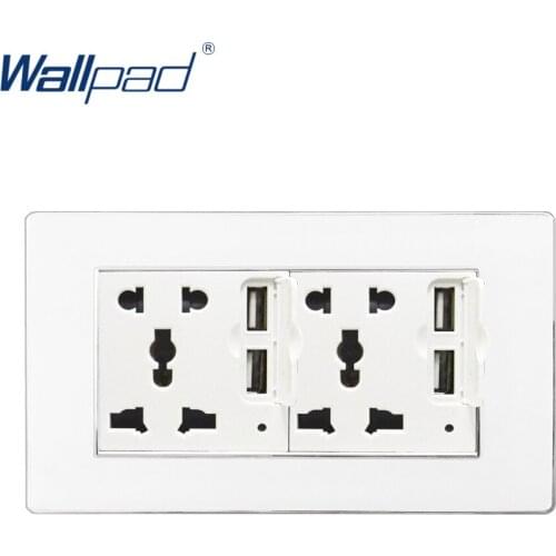 4 USB Ports With 5 Pin Universal Socket Wallpad Luxury Acrylic Panel 146*86mm Wall Socket with 4 USB Charging Wall Outlet