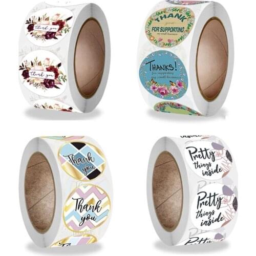 500pcs flower Thank You Stickers Seal Labels 1Inch Gift Packaging Stickers Birthday Party Offer Stationery Sticker
