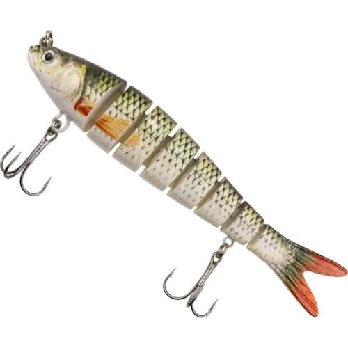 ACEXPNM Hard Fishing Lure 8 Segment Multi Jointed Artificial Bait Bass Lure Lifelike Trout Swimbait 4# Treble Hooks