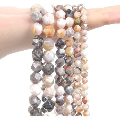 Natural Stone Beads Faceted Bamboo Leaf Carnelian Agates Onyx Loose Spacer Beads For Jewelry Making Bracelets Necklace 6/8/10MM