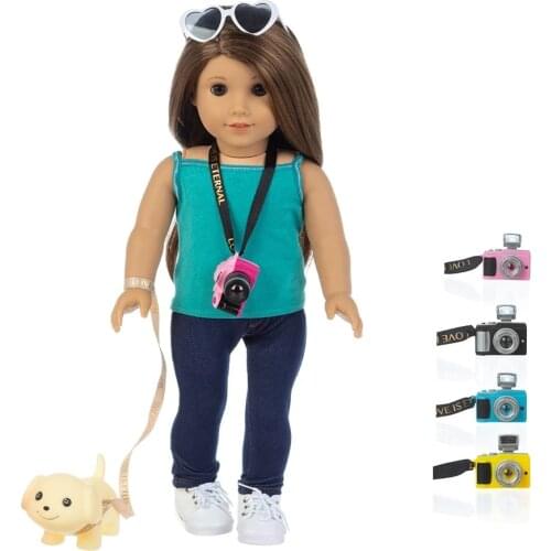 New Fit 18 inch Baby New Born American Doll Accessories Girl Pink Yellow Blue Black Camera Toy For Baby Birthday Gift