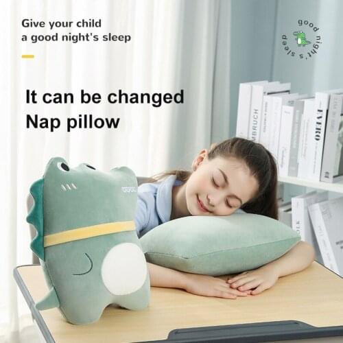 Childrens Kawaii Plush Cartoon Dinosaur Pillow Doll Can Transform Into A Small Pillow Office Nap Adult Lying Cute Pillow