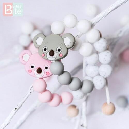 Bite Bites 1pc Koala Baby Silicone Teether Teething Bracelet Rattle Can Be Fixed Nurse Gift Food Grade Silicone Baby Toy Teether