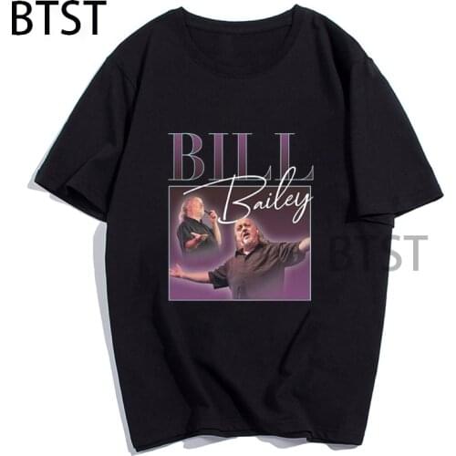 Bill Bailey Women Men Fashion Graphic Tees Print Hip Hop Graphic T-Shirt Vintage Fashion 100% Cotton Black Tops