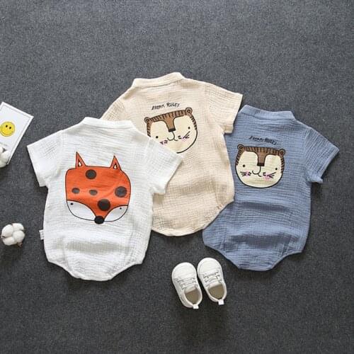IENENS Baby Rompers Newborn Summer Clothes Infant Cartoon Bodysuit Jumpsuit Soft Cotton Tops Wear