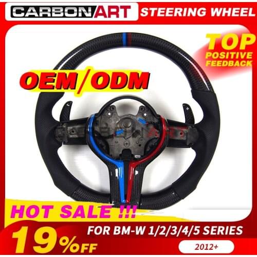 Customized Real Carbon Fiber LED Steering Wheel compatible for BMW 1/2/3/4/5 Series