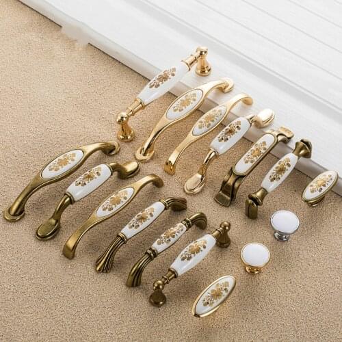 JD Antique Ceramic Cabinet Handles Wardrobe Classical Handles Cabinet Drawer Pull Knobs Minimalist Single Hole Hardware 733