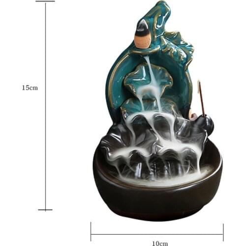 Ceramics Lotus Backflow Incense Burners Waterfall Censer Home Office Decor AUG889