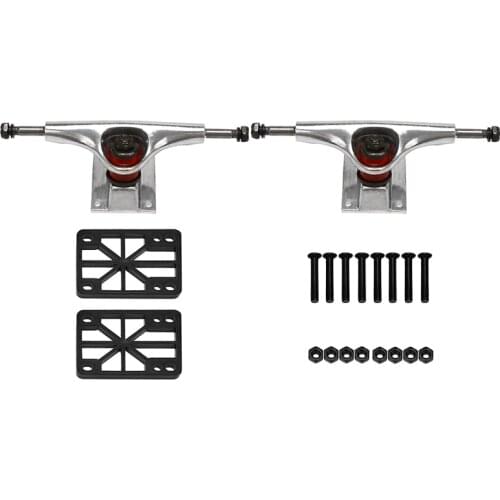 Skateboard Trucks 5 Inches Trucks Independent Bridge Skateboard Bracket with Risers Pads and Screws Set