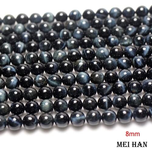 Meihan Free shipping 8mm & 10mm natural Hawks eye stone smooth round beads for jewelry bracelet DIY making design