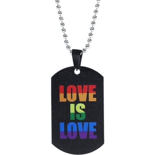 Fashion LGBT Gay Pride Rainbow Girl Boy Symbol Necklaces Pendant Stainless Steel Necklace Men Jewelry