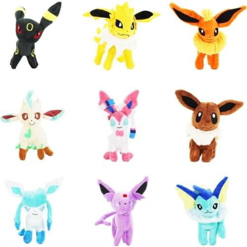 22cm Pokemon Eevee Pikachu Plush Toys Leafeon Espeon Umbreon Vaporeon Flareon Glaceon Jolteon Stuffed Dolls