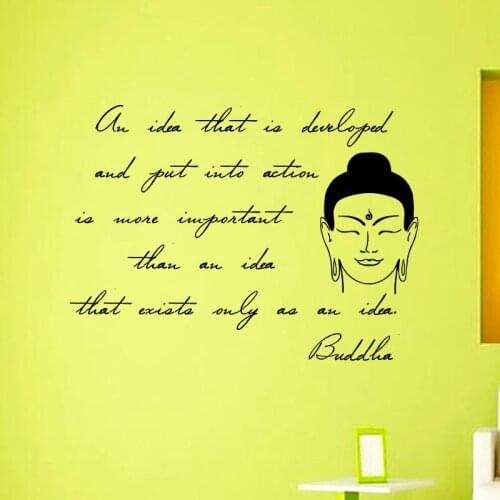 ZOOYOO Buddha Wall Sticker Inspiring Sentence Home Decor Removable Wall Decal Chakra Mandala Mantra Chakra Meditation Art Murals