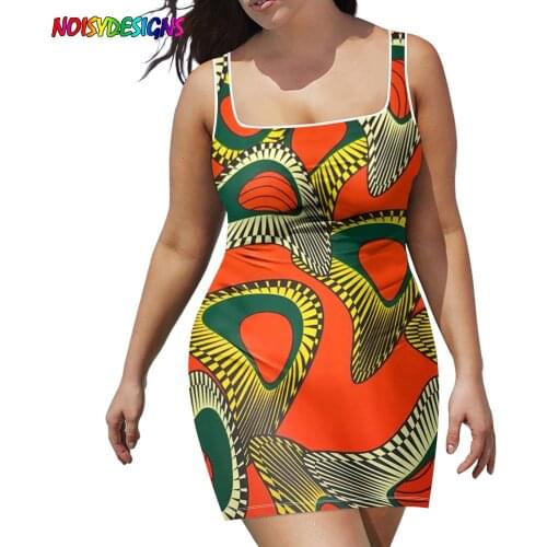 NOISYDESIGNS 2021 Grils Dress Summer Vintage Ankara African Printind Womens Dresses Party Dress Sleeveless Clothes For Women