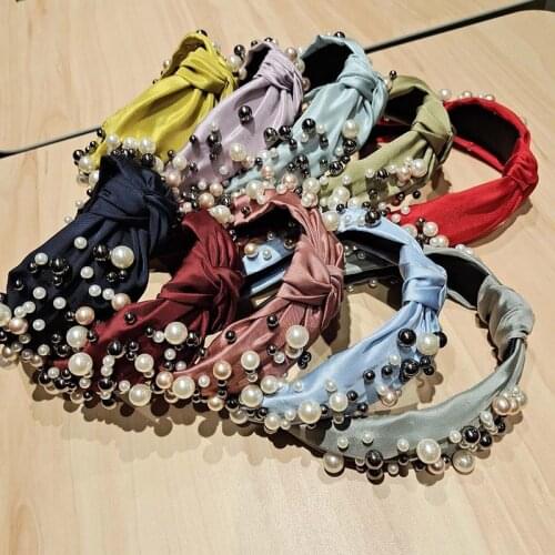 Newest Fashion Trend Hair Band Womens Versatile Retro Style Wide Edge Pressed Hair Pearl Hair Accessories