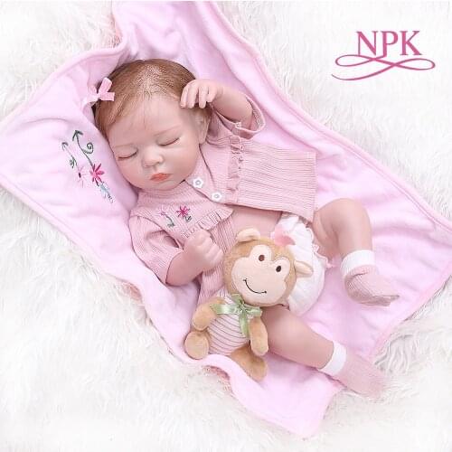 NPK New 48CM Newborn Bebe Realistic Reborn Soft Full Body Slicone Lifelike Sleeping Baby Anatomically Correct Children Bebe Gift