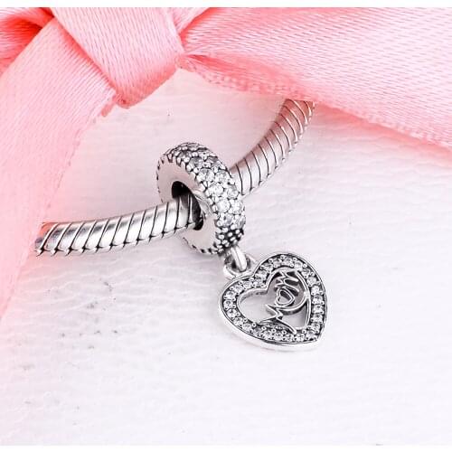 Fits Original Pandora Bracelet 925 Sterling Silver Beads Center of My Heart Charms Women DIY Jewelry Gift Mothers Day Kralen