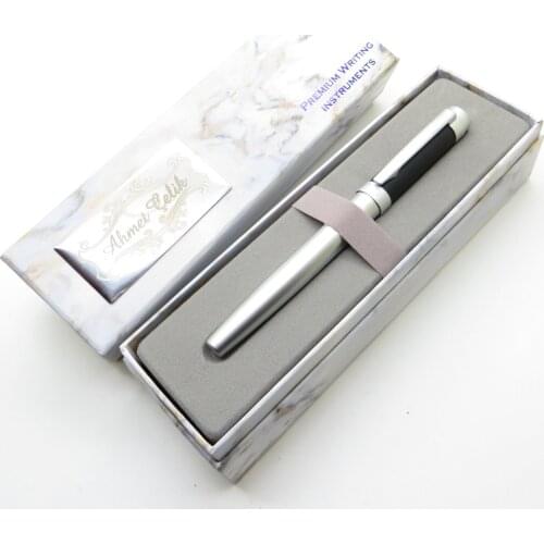 Wings Marble R74 Silver Black Chrome Roller Pen | İsme Special Pen | Gift Pen