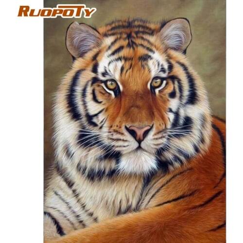 RUOPOTY Frame Picture Tigers Diy Painting By Numbers Animals Coloring By Numbers Acrylic Canvas Painting Handpainted Drawing Art